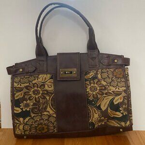 Braciano shoulder tote handbag brown floral paisley